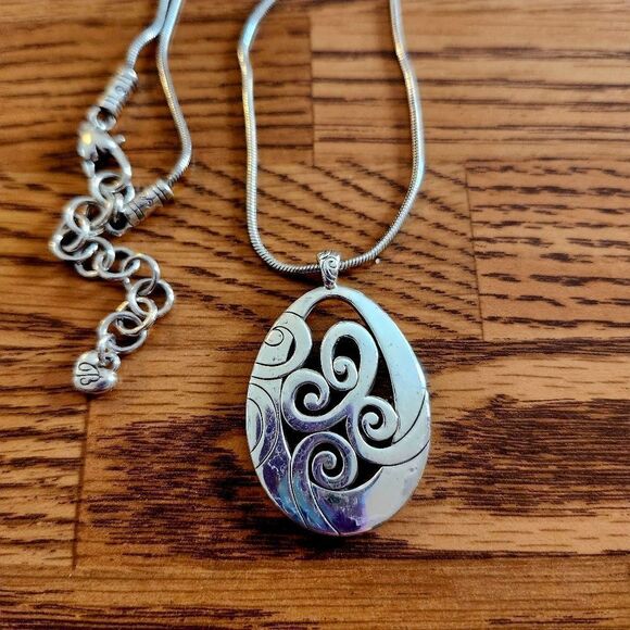 BRIGHTON "Mingle" Silver Scroll Pendant Necklace EVENT READY! - Picture 2 of 9